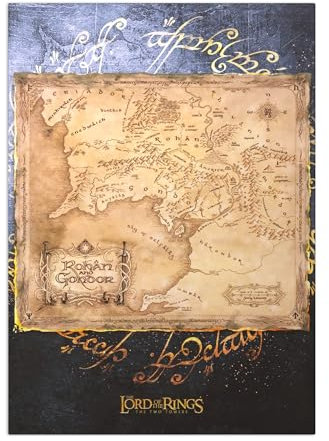 Displate Offiziell Middle Earth MetallPoster Magnetische Befestigung Inklusive Lizenziert Bilder Hochwertiges Poster Middle-Earth Maps - Rohan and Gondor Map 45 cm x 32 cm