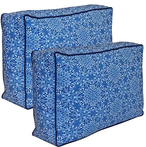 Herlag Palettenkissen Valeria Rückenkissen 60x40x20cm | Set 2 Stück | Dekokissen Waschbarer Bezug | Palettenpolster Öko Tex 100 Zertifiziert | Kissen für Palettengestelle mit Mandala-Motiv | Blau