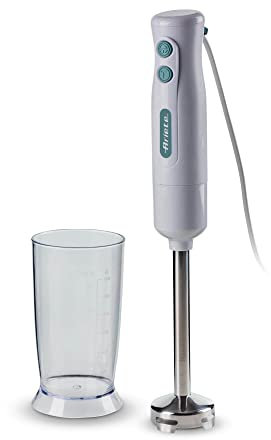 Ariete 601 Frullatore a immersione Breakfast, 700 W, 2 velocità, Lama in acciaio inox, Gamba removibile, Bicchiere trasparente, White & Aegean Teal