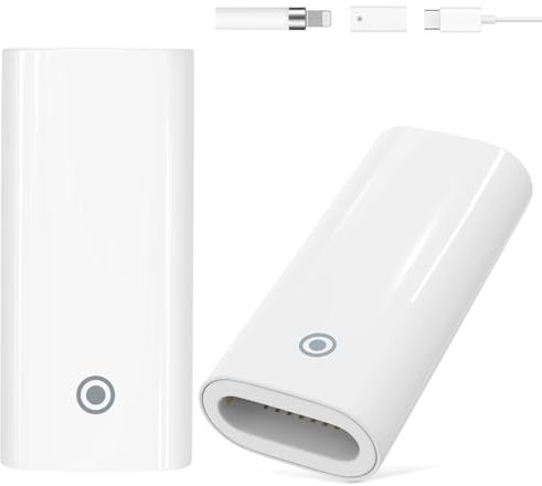 MoKo 2-Pack USB C to iPencil 1st Gen Adapter, USB-C Charging Adapter Compatible with Apple Pencil 1st Generation, USB-C Female to Female Charger Connector for iPad 10th Generation, White