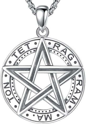 CELESTIA Pentagramm Kette Silber 925 Tetragrammaton Pentagramm Anhänger Halskette Heidnischer Wicca Hex Hexen Schmuck Spirituelle Esoterik Geschenke für Frauen 55cm Edelstahlkette