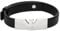 Emporio Armani Herrenarmband Logoplakette Edelstahl Leder schwarz, EGS3075040