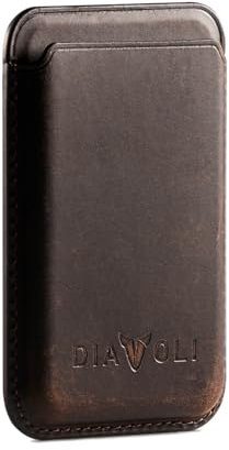DIAVOLI - Portefeuille en cuir pour iPhone - Compatible avec MagSafe - Porte-cartes magnétique 3 cartes compatible avec iPhone 15/14/13/12 modèles Marron, marron, Moderne