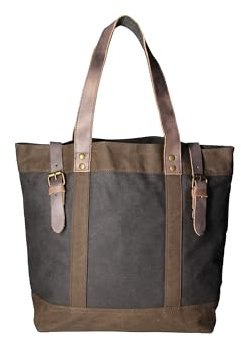 Gave Lux Unisex-Handtasche für Erwachsene. Handwerkliches Produkt. Außenmaterial: Canvas und echtes Leder. Tasche trägt alles. GLX22ZG301223FBG-NERO_BLACK. 38x37x16 cm