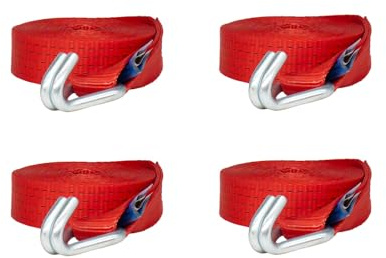 Lasiprofi Spanngurt Losende 50 mm Set 4 | Doppelspitzhaken in rot | LC 2500/5000 daN | Gurtband zum tauschen… (Länge 7,5 m)
