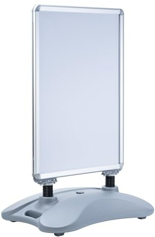 SEVICO Kundenstopper DIN A1 Mobil Alu Rahmen, 2 Folien Doppelseitig, mit Wasser befüllbar, Wetterfest, Grau, Indoor/Outdoor - Plakatständer, Gehwegaufsteller, Werbetafel, Werbeaufsteller