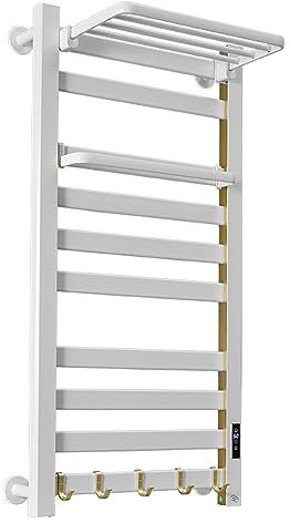 Toallero Eléctrico Con Calefacción, Radiador Blanco Y Dorado, Toallero De Aluminio De 160 W, Calentador De Toallas, Pantalla Digital, Control Táctil, Radiador Eléctrico Para Toallas Montado En La Par