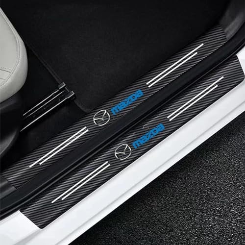 Mazda Door Sill Protector - 4Pcs Carbon Fiber Sill Trim for Mazda 2, 3, 5, 6