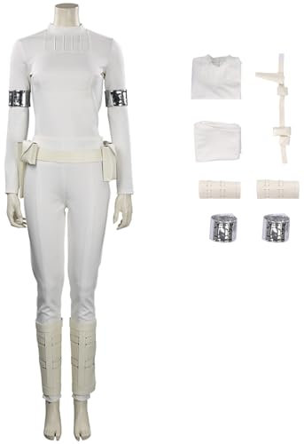 Foanja Amidala Cosplay Kostüm Damen Verkleidung Planet Krieg Königin Padmé Amidala Kampf Komplett Uniform mit Zubehör für Dress up Halloween Karneval Geburtstag Party Maskerade Fancy Costume