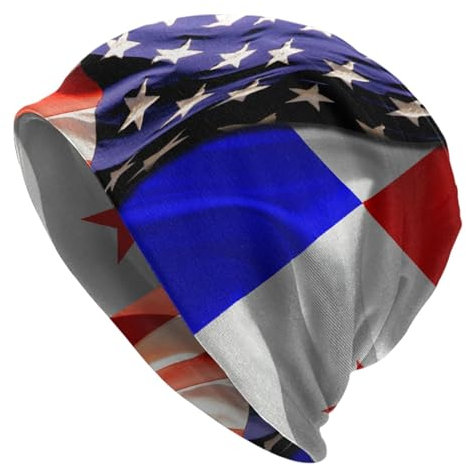 Oudrspo Uas Beanie-Mütze mit amerikanischer Flagge und Ghana, ghanaische Flagge, für Damen/Herren, elastische Wintermütze, warme, weiche Strickmütze, leichte Laufmütze