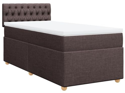 vidaXL Boxspringbett mit Matratze Dunkelbraun 100x200 cm Stoff