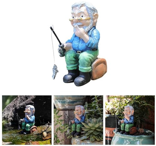 AKTOUR Ippopotamo ornamentale da pesca in resina artigianale ornamentale per laghetto da giardino, statua in gesso (celeste, 11,5 x 6 x 4,5 cm)