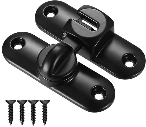 Verrou Porte Interieure, Serrure Porte Coulissante, Loquet Porte, Verrou de Porte pour Portes Coulissantes 90/180 Degrés, Verrou de Sécurité pour Porte de Grange Fenêtre Armoire Jardin, Noir