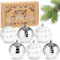 BRUBAKER 6er Set Weihnachtskugeln - 8 cm Christbaumkugeln Bruchsicher aus Kunststoff - Christbaumschmuck in Merry Christmas Geschenkbox - handbemalte Weihnachtsbaumkugeln - Weiß und Silber