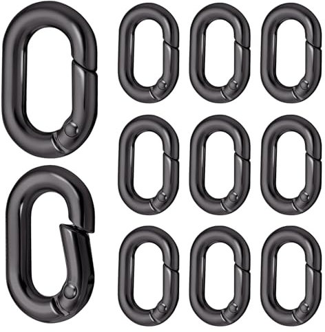 Giantree 10 Stück Oval Spring Karabinerhaken Klein, Metall Ringkarabiner, Schlüsselanhänger Kleine Buckle Clip Feder Karabiner für Reisen Angeln Camping Wandern Hängematten Rucksack(schwarz)