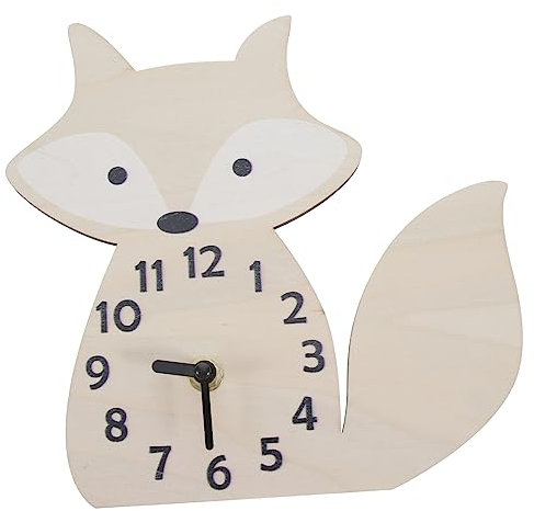 ULTECHNOVO Holz-wanduhr Fuchsform Silent Clock Schlafzimmer Leise Dekor Wanduhren Kinderzimmer Büro Schlafzimmer Wohnzimmer Ohne Batterie Langlebig