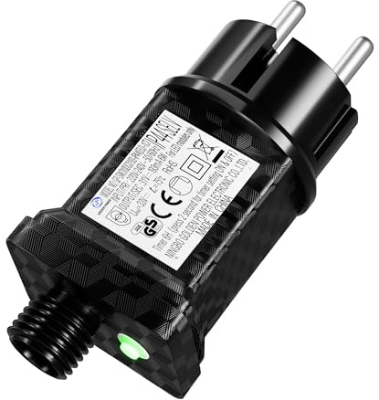 Trasformatore luci natalizie, trasformatore 31V 6W con timer, 8 modalità, funzione memoria, Spina Ricambio impermeabile IP44 per Luci Albero di Natale Catena Luminosa
