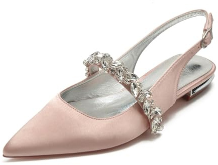 Miyoopark Scarpe basse da sposa da donna Slingback sera décolleté, M669 rosa antico, 39 EU