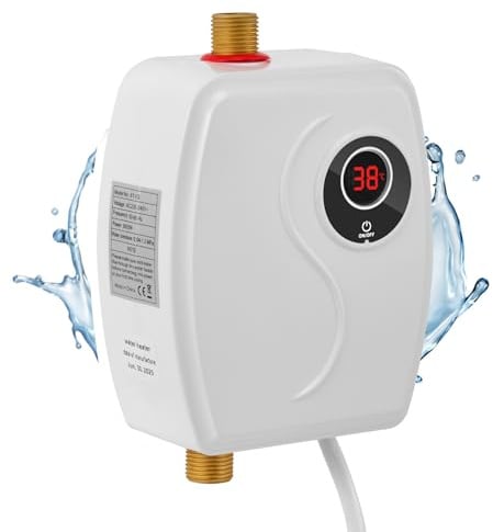 3800W Durchlauferhitzer 220V Unterspülen-Wassererhitzer mit LED-Display & Touch-Steuerung, Mini elektrischer Durchlauferhitzer mit Konstanttemperatur für Dusche, Küche und Bad