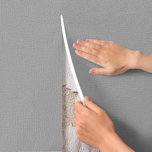 Aeovot 5mm Thick Self Adhesive Wallpaper Roll Thermal Soundproof Insulation Peel and Stick Wall Panels Linen Textured Wall Stickers Waterproof Moisture-Proof Removable Anti-Collision(Gray,50cmx5m)