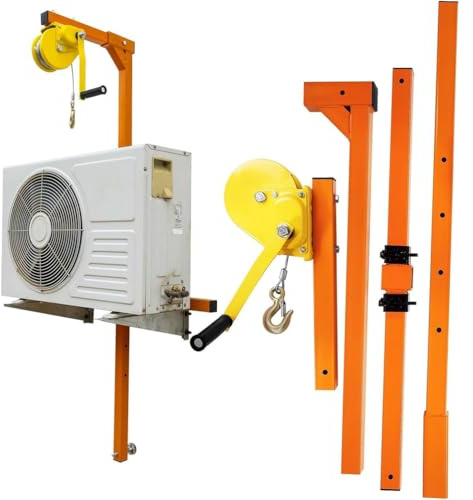 Treuil manuel for installation de climatiseur – Outil de levage de grue à tour pliable, treuil manuel en acier inoxydable, échelle extérieure(150kg 25m)