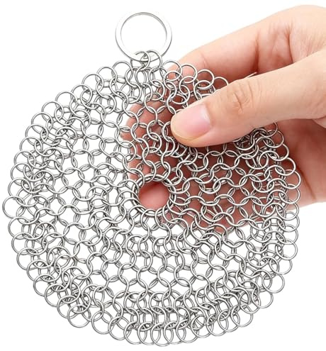 Frottoir Nettoyant pour Poêle en Fonte Acier Inoxydable Nettoyage en | Grattoir Poêle Fonte Poêles Cocottes Woks Pots Pré-Assaisonnés Barbecue Gril Nettoyage Ustensiles Cuisine