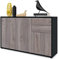 Vladon Sideboard Ben V3, Kommode mit 3 Türen und 2 Schubladen, Schwarz matt/Eiche Nordic (117 x 74 x 36 cm)