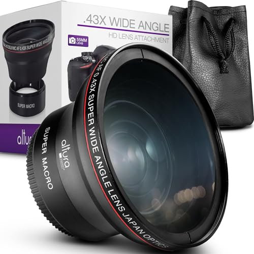 Altura Photo Objectif grand angle professionnel HD de 55 mm 0,43x (avec portion macro) pour Nikon D3400, D3500, D5500, D5600 avec DX NIKKOR 18-55mm f/3.5-5.6G VR et appareils photo Sony Alpha
