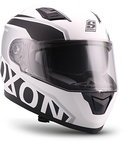 SOXON® ST-1000 Race „White“ · Integral-Helm · Full-Face Motorrad-Helm Roller-Helm Scooter-Helm Cruiser Sturz-Helm Sport Urban · ECE 22.05 Sonnenvisier Schnellverschluss Tasche L (59-60cm)