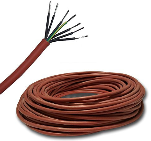 Silikonkabel Saunakabel SIHF-J 7x1,5 mm² - 99,9% OFC Kupfer verzinnt -Meterware- Auswahl in 1 Meter Schritten, Ihre Auswahl: 10 Meter 7 x 1,5 mm2