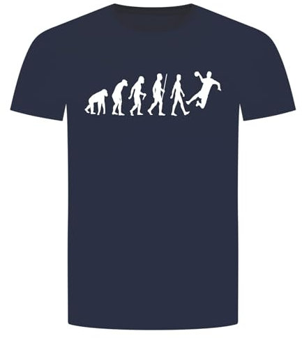 Evolution Handball T-Shirt - Handballer Handballspiel Werfen Sprungwurf Navy Blau S