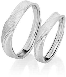 Nature Rebel Partnerringe Paar Ring Set für Sie und Ihn 925 Silber größenverstellbar gebürstet matt schlicht