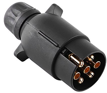 Fydun Adaptateur de connecteur de câblage en Plastique à 7 Broches, Prise de remorque électrique à 7 Broches, 12 V, Type N, Noir
