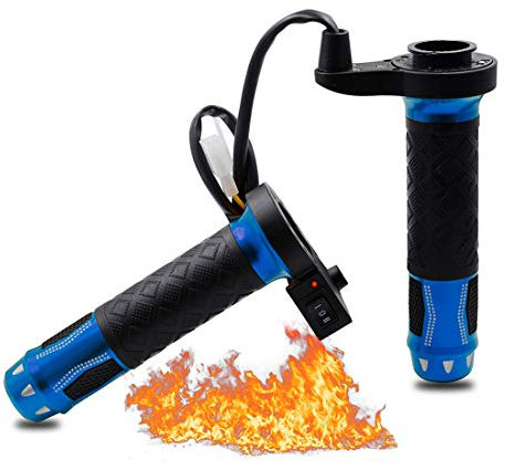 Fankr Griffheizung Motorrad Heizgriffe Lenkergriffe Zubehor 12v 22mm Griffe Heizung Winter Wasserdicht UndurchläSsig Mit Schalter Für Motorroller Quad Moped Blau