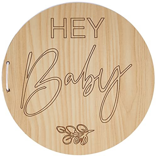 Ginger Ray BAB-107 Hey Baby Gästebuch, Holz, Papier