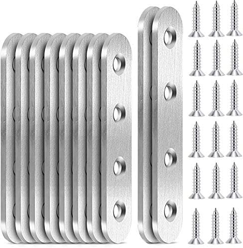 beihuazi® Flachverbinder Edelstahl Lochplatte Holzverbinder 10Stk Metallverbinder mit Schrauben für Hartholzkonstruktion und Holzgeländern
