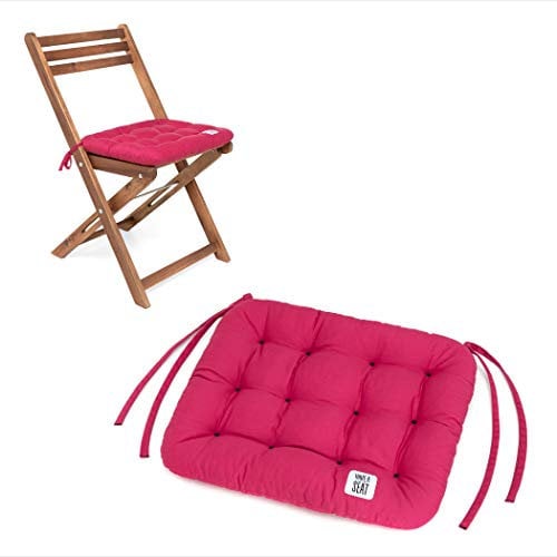 HAVE A SEAT Luxury | Sitzkissen 40 x 35 cm (2 St.) - bequemes Sitzpolster für Klappstühle - waschbar bis 95° C, Trockner geeignet - Made in Germany (40x35 cm - 2er Set, Hot Pink)