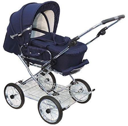 EICHHORN Kinderwagen Kombikinderwagen Komplett-Set, 0-3 Jahre, umbaubar zum Sportwagen, inklusive Babytragetasche, Stoff Marineblau, ECCO-Rad