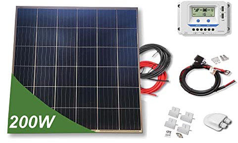 Kit 200W ECO 12V panel solar placa cuadrada monocristalina células PERC de alta eficiencia para caravanas autocaravanas