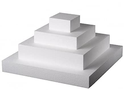 Zeus Party Set 4 pz Base-Quadrata di Polistirolo per Torta Compleanno Bambini cm H 5- lato 30, 25, 20, 15 cm