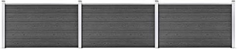 vidaXL Zaunelement Set mit Pfosten Sichtschutz Windschutz Zaun Gartenzaun Lamellenzaun Sichtschutzzaun Windschutzzaun WPC 526x105cm Schwarz