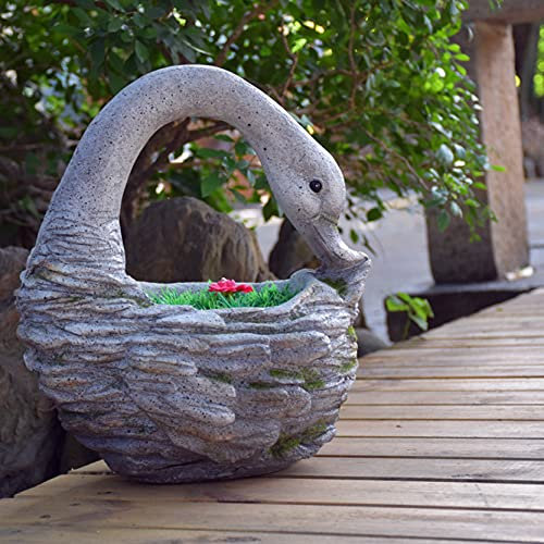 ZNKZJ Swan Succulent Planter Pot Großer, umweltfreundlicher Blumentopfbehälter aus Harz, kreative Gartenpflanzentopf-Heimdekoration,B