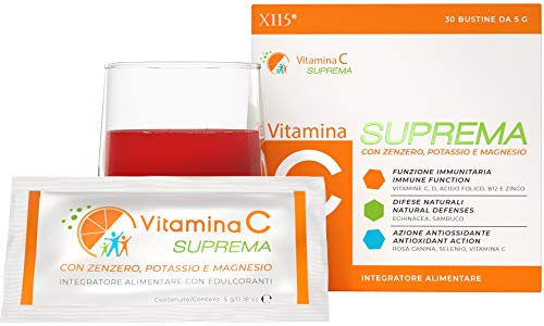 Vitamina C Suprema | Multivitaminico con Magnesio e Potassio | + Energia e Difese Immunitarie | Tutte le Vitamine B, Vitamina D, Zinco, Selenio | Echinacea, Sambuco, Zenzero | 30 Bustine