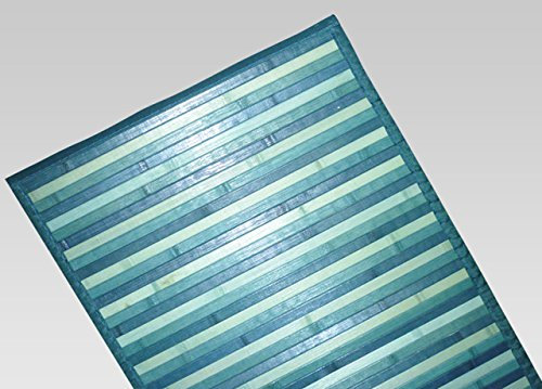 BIANCHERIAWEB Bambus Teppich Degradè Hellblau, Küchenläufer 50x180 cm, Küchenteppich rutschfest 100% Bambus, Küchenspur aus strapazierfähigem Material, nimmt Keine Flecken auf