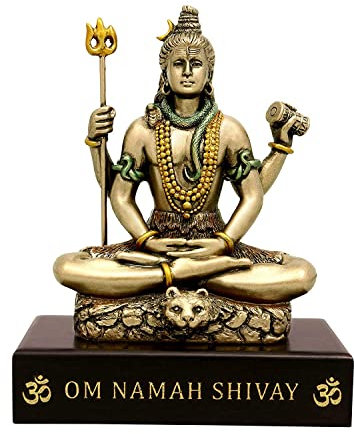 AONA Lord Shiva Statue, goldfarben, 7,6 cm (Höhe) x 3,1 cm (Länge) x 5,8 cm (Breite), Messing, klassischer Stil, religiöses Thema
