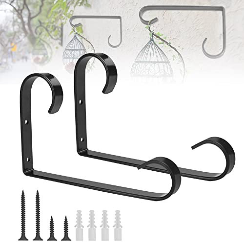 AFASOES Pflanzenhalterung Pflanzenhalter Wand Blumenampel Haken Schwarz Blumenampelhalter Eisen Wandhaken Hängend Wandhalterung Blumenampel Halterung Metallhaken für pflanzen Vogelhäuschen Laterne