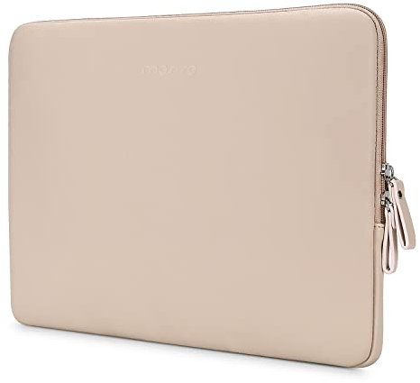 MOSISO Laptop Hülle Tasche Kompatibel mit MacBook Air 15 Zoll M3 A3114 M2 A2941 2024 2023/Pro 16 2024-2019 M3 M2 M1/Pro 15,15-15,6 Zoll Notebook,PU Leder Gepolstert Wasserdicht Sleeve, Aprikose