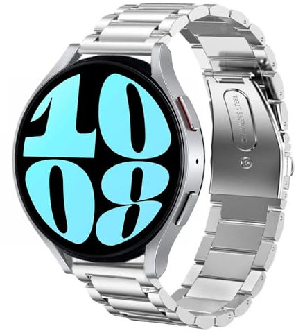 NEAWO Metall Armband Compatible mit Samsung Galaxy Watch 7/6/5/4/FE 40mm 44mm, 20mm Edelstahl Uhrenarmband für Galaxy Watch 6 Classic 47mm 43mm/4 Classic 46mm 42mm/5 Pro 45mm (Edelstahl-Silber)