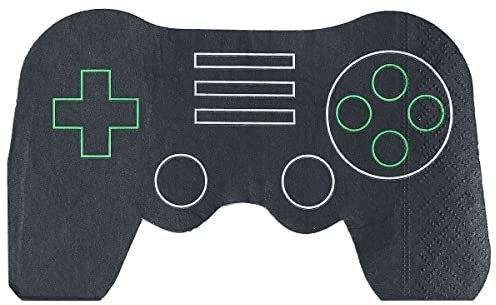 Ginger Ray Video Game Controller Shaped Kids Gamer Party Paper Napkins - 16 Pack