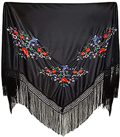 Carnavalife Sevillana Stickerei für Tanzpartys, Flamenco und Ferien, Schwarz / Rot / Weiß, Schwarz , 42